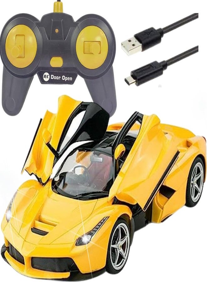 KRIMION Kid Remote Control Car With Open Able Door,Ultimate Remote Control Sports Car With Openable Doors And LED Lights - 1:16 Scale (Unit 1) (Yellow) - Image 5